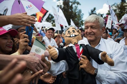 López Obrador en un mitin en Ciudad de México.