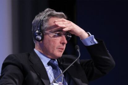 El ex presidente de Colombia Álvaro Uribe, durante su participación en el foro económico de Davos en enero de 2010.