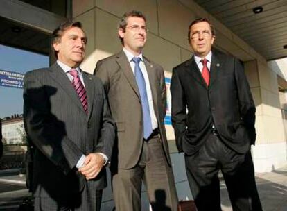Los diputados generales de Álava (Xabier Agirre), Guipúzcoa (Markel Olano) y Vizcaya (José Luis Bilbao).