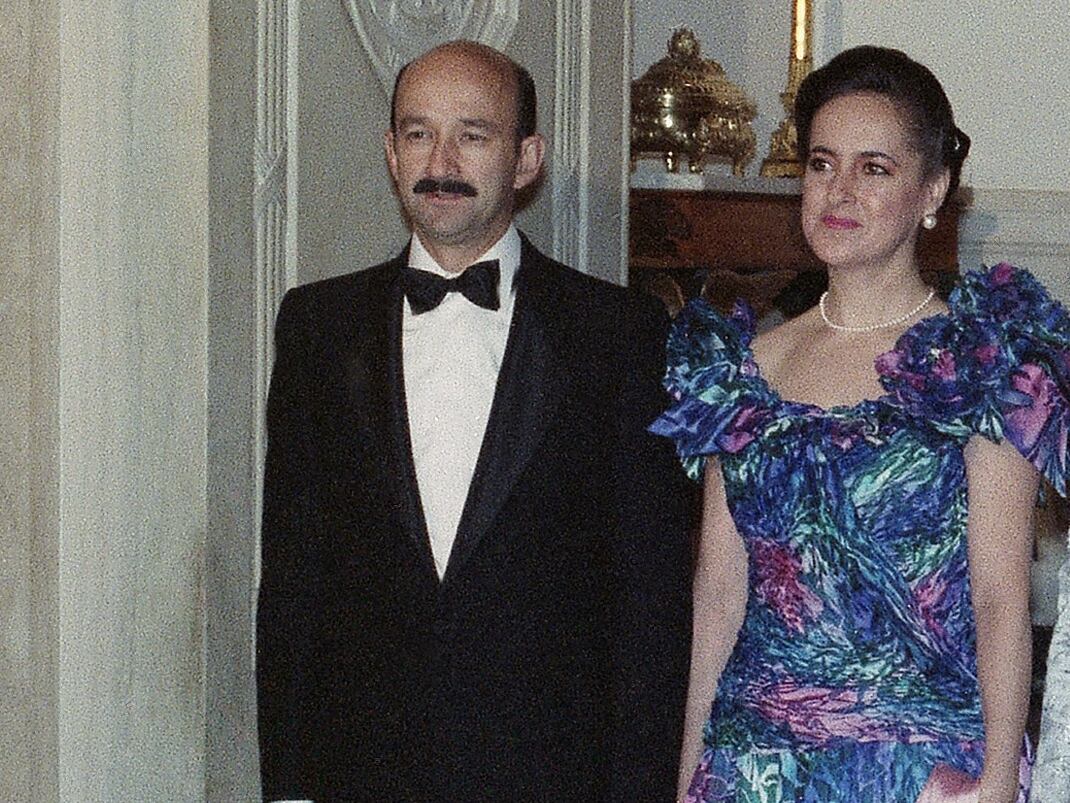 Carlos Salinas de Gortari y Cecilia Ocelli en la Casa Blanca, el 4 de octubre de 1989.
