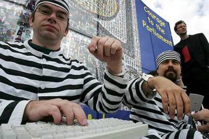 Protesta delante del Parlamento Europeo.