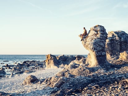 'Raukar' formaciones de piedra caliza, en Gotland (Suecia). 