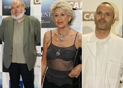 De izquierda a derecha, José Luis Cuerda, Pilar Bardem y Miguel Bosé.
/ ULY MARTÍN