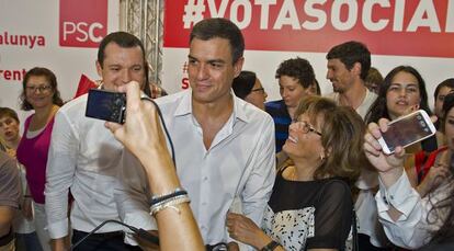 Pedro S&aacute;nchez, durante el acto en Lleida