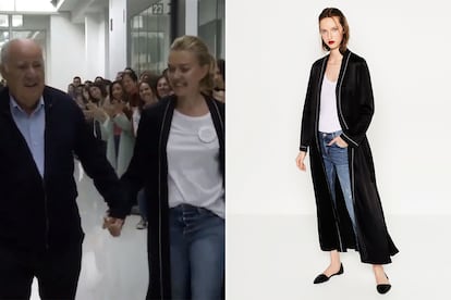 Este kimono largo con ribete blanco se convirtió en prenda viral después de que Marta Ortega lo luciera en el vídeo en el que los empleados de Inditex celebraron el 80 cumpleaños de Amancio Ortega. ¿Cuál será la siguiente prenda que logrará agotar a la velocidad de la luz?