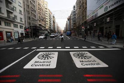La entrada a Madrid Central desde la plaza de España.