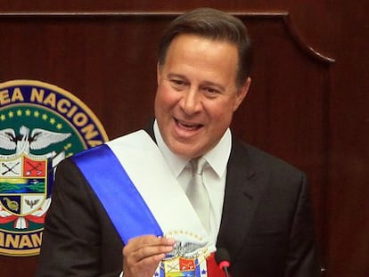 El presidente de Panam&aacute;, Juan Carlos Varela, durante su intervenci&oacute;n el s&aacute;bado ante la Asamblea Nacional. / EFE