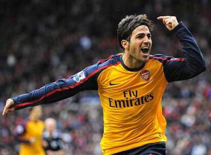 Cesc celebra su tanto, de cabeza, en el minuto 93 al Sunderland.