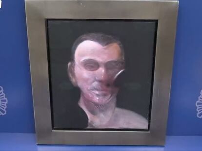 El cuadro de Francis Bacon recuperado por la Policía Nacional en Madrid.