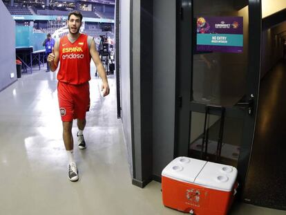 Abrines en el entrenamiento previo al partido ante Montenegro.