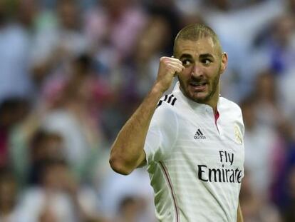 Benzema celebra el seu gol.