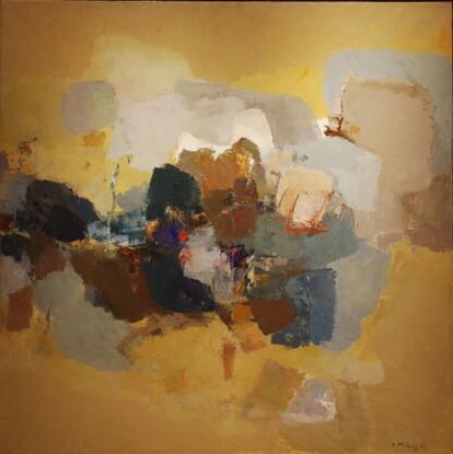 'Pintura Nº 4', de Yolanda Mohalyi. O trabalho de Mohalyi se caracteriza por conseguir efeitos de transparência ao combinar cores luminosas com tons escuros.