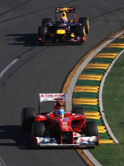 Fernando Alonso, durante la carrera en Melbourne