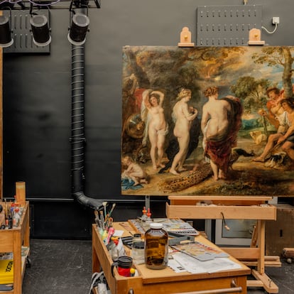 'El juicio de Paris' de Rubens en el taller de restauración de la National Gallery de Londres