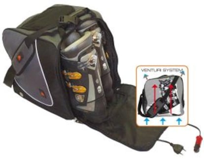 La bolsa calefactable Alpenheat Fire calienta las botas mientras subimos a pistas.