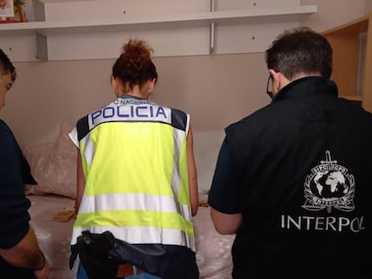 Agentes de la Policía Nacional, Europol e Interpol, durante la Operación Conífera, en una imagen facilitada por Interior.