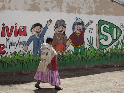 Propaganda a favor de la reelecci&oacute;n en las calles de El Alto, Bolivia.