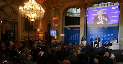 Eduardo Madina, Montserrat Dominguez y Moisés Naím en el Foro Tendencias.