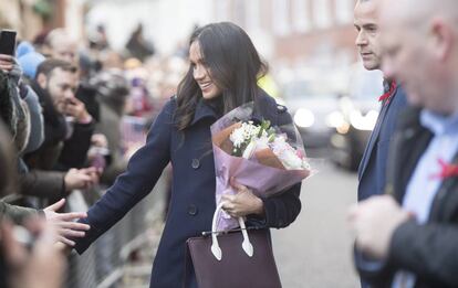 Meghan Markle, el pasado 1 de diceimbre en Nottingham, en su primer evento oficial tras anunciarse su compromiso con el pr&iacute;ncipe Enrique.