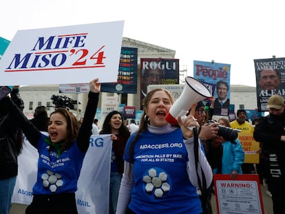 A protest in favor of mifepristone, an abortion pill