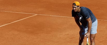 Nadal, durante el entrenamiento de hoy.