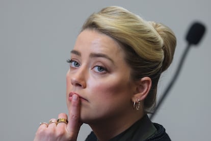 Amber Heard, durante la sesión del juicio de este miércoles.
