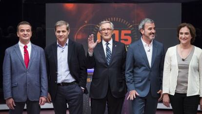 Els cinc candidats abans de comen&ccedil;ar el debat de TV3.