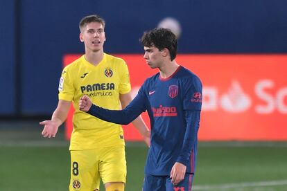 João Félix celebra el gol que marcó en el Villarreal-Atlético del pasado domingo.  (Photo by JOSE JORDAN / AFP)