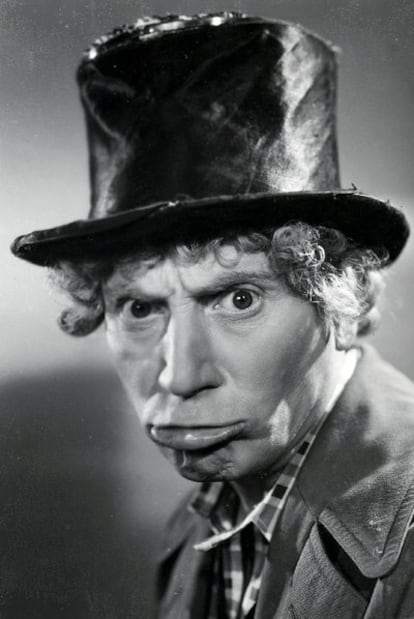 Adolph Marx como el personaje que le dio la fama: Harpo.