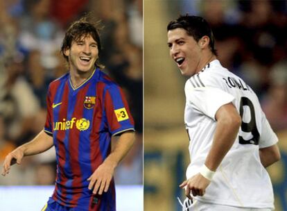 Messi y Cristiano Ronaldo celebran sus goles contra el Racing y el Villarreal.