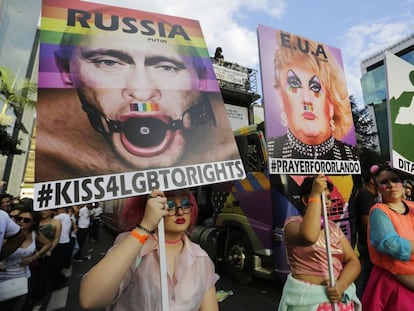 Protestos contra Putin, Trump e crítica à ditadura militar em São Paulo.