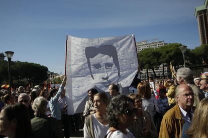 Una vista de la concentración en la Plaza de Colón.