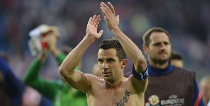 Srna aplaude tras el empate de Croacia con Italia. 