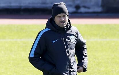 Luis Enrique, en un entrenament del Barça al Japó.