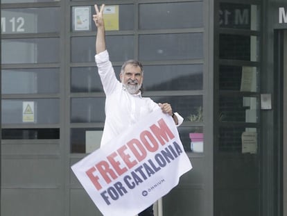 Jordi Cuixart cuando salió de la prisión de Lledoners en junio de 2021.