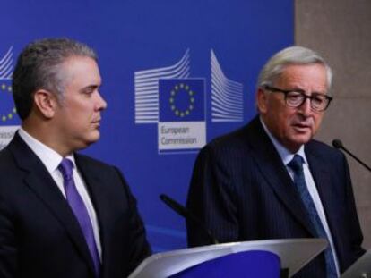 El presidente colombiano aborda la emergencia migratoria con Juncker y Mogherini