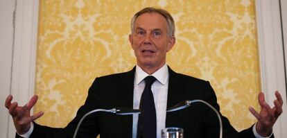 Londres, Reino Unido. Tony Blair responde en rueda de prensa las informaciones del Informe Chilcot. 