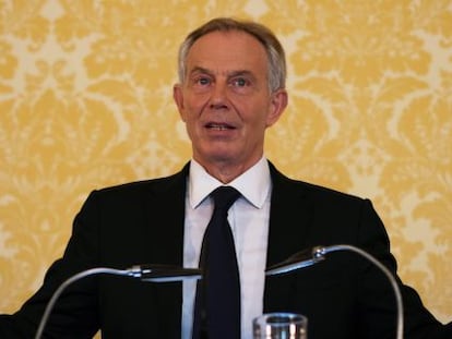 Londres, Reino Unido. Tony Blair responde en rueda de prensa las informaciones del Informe Chilcot. 