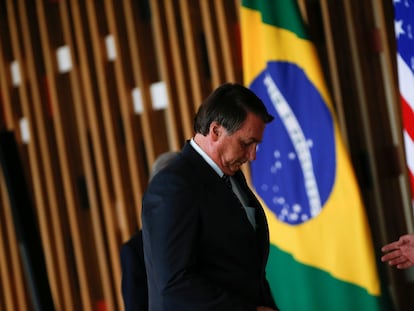 O presidente Jair Bolsonaro em evento no Itamaraty para receber o então conselheiro de Segurança Nacional dos EUA, Robert O'Brien, em novembro de 2020.