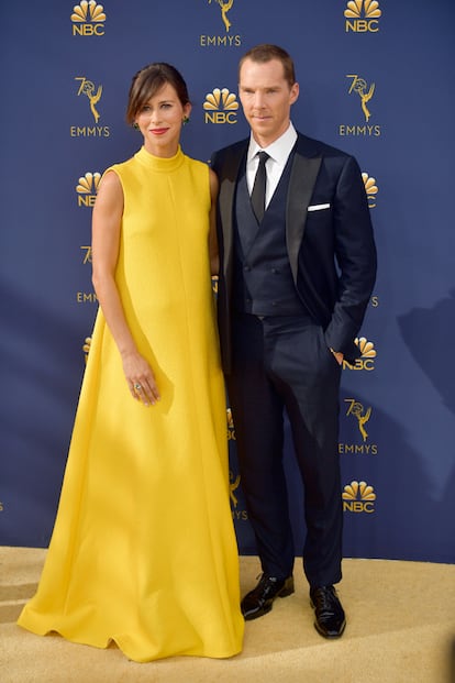 Benedict Cumberbatch, que acude por su papel protagonista en Patrick Melrose, junto a su mujer, Sophie Hunter. La pareja espera su tercer hijo.