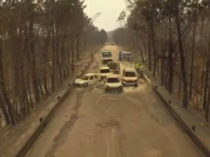 L incendi es manté actiu en quatre fronts i ha obligat a tallar diverses carreteres de Pedrógão Grande