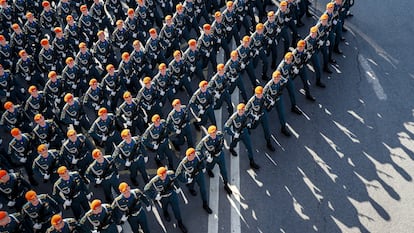 Militares rusos desfilaban el 9 de mayo de 2023 en Moscú durante la celebración del Día de la Victoria.