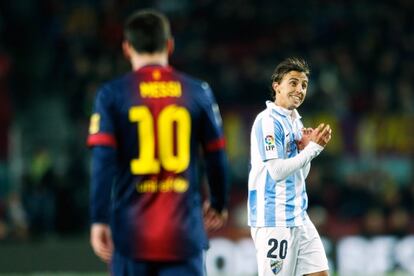 Buonanotte, junto a Messi, en un duelo de la Copa en el Camp Nou.