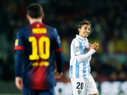 Buonanotte, junto a Messi, en un duelo de la Copa en el Camp Nou.