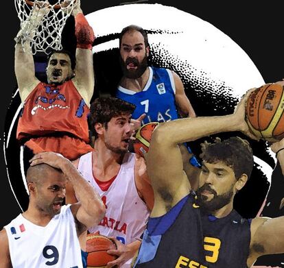 Gasol, Parker, Tomic, Spanoulis y Krstic.