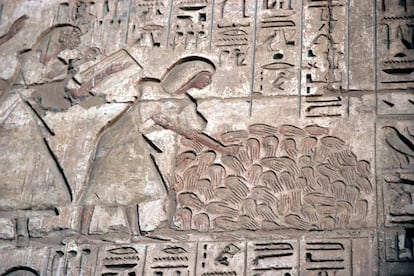 Enemy hand count on a relief from the temple of Medinet Habu, Luxor