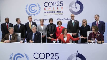 La presidenta del Congreso de EE UU, Nancy Pelosi, en el COP25. 
