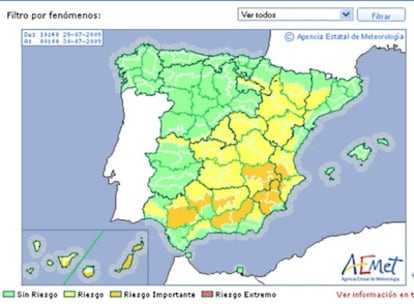 El Instituto nacional de Meteorología mantiene la alerta por el fuerte calor en 29 provincias.