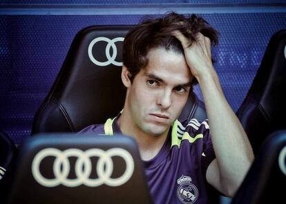 Kaká cuts a dejected figure on the bench during last Sunday’s Valencia match.