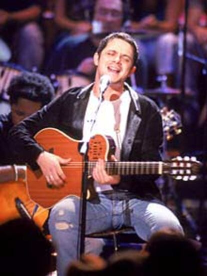 Alejandro Sanz, en la grabación del <b></b><i>Unplugged.</i>